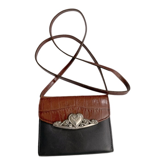 Brighton Handbags - Brighton Two-Tone Leather Bag with Heart Accent